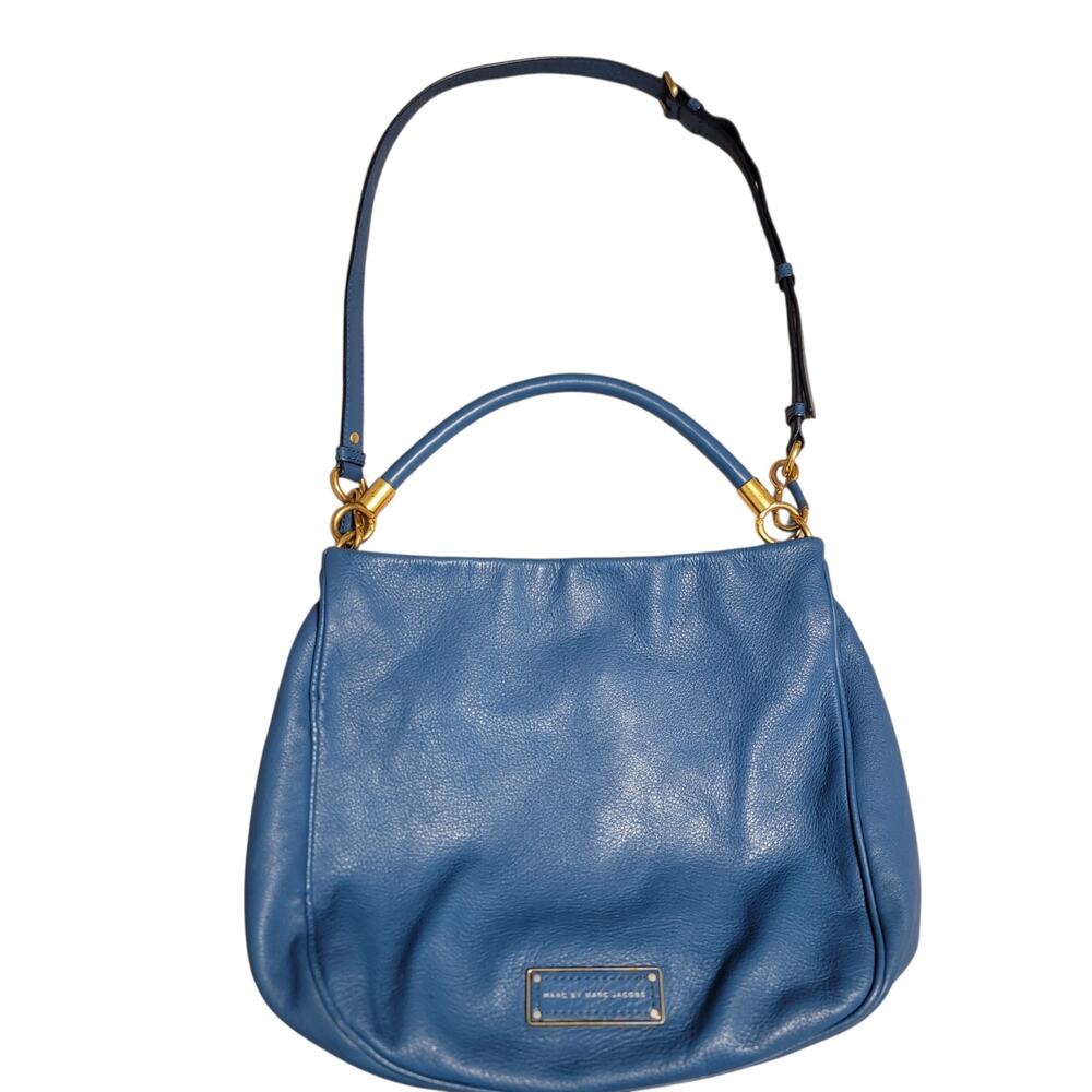 Marc by Marc Jacobs Blue Pebbled Leather Hobo Shoulder Bag Crossbody